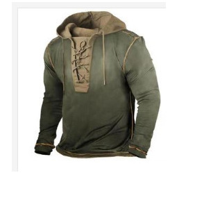 Comercio exterior transfronterizo 2023 hombres retro con cordones con capucha camiseta otoño e invierno nuevo casual Top Sudadera con capucha de los hombres
