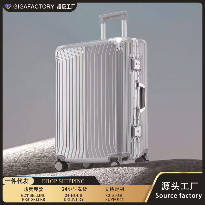 Pinghu Luggage Cross-Border Three-Piece Set Zipper Trolley Case 20inch Boarding Aluminum Frame Trolley Case Travel Password Suitcase