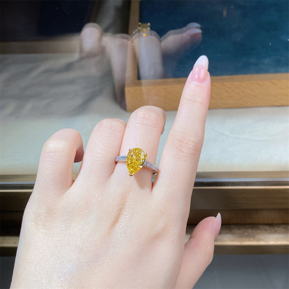 Tancise, anello da donna in argento Sterling con pietre preziose di colore giallo, per matrimonio, fidanzamento e cocktail _voghion.com