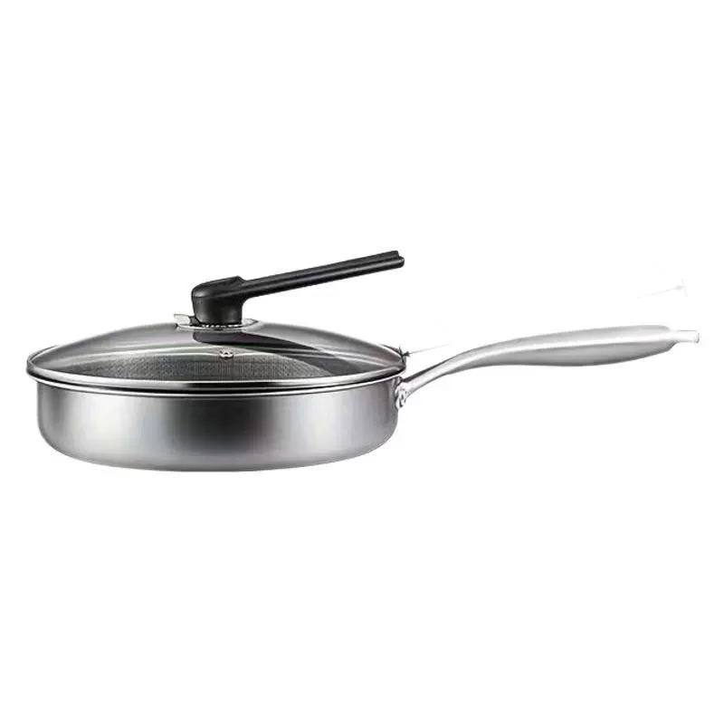 Cross-border three-layer steel stainless steel frying pan non-stick pan smoke-free stir-frying pan steak frying pan universal