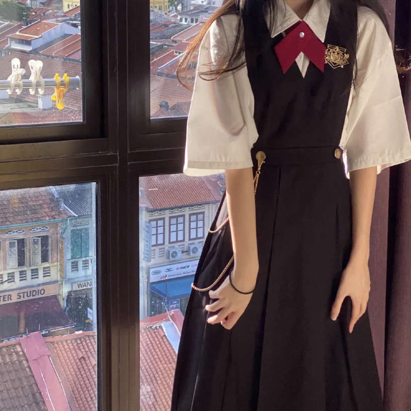 正统护奶裙日系JK制服套装裙子显瘦学院风甜美衬衣背带连衣裙夏季