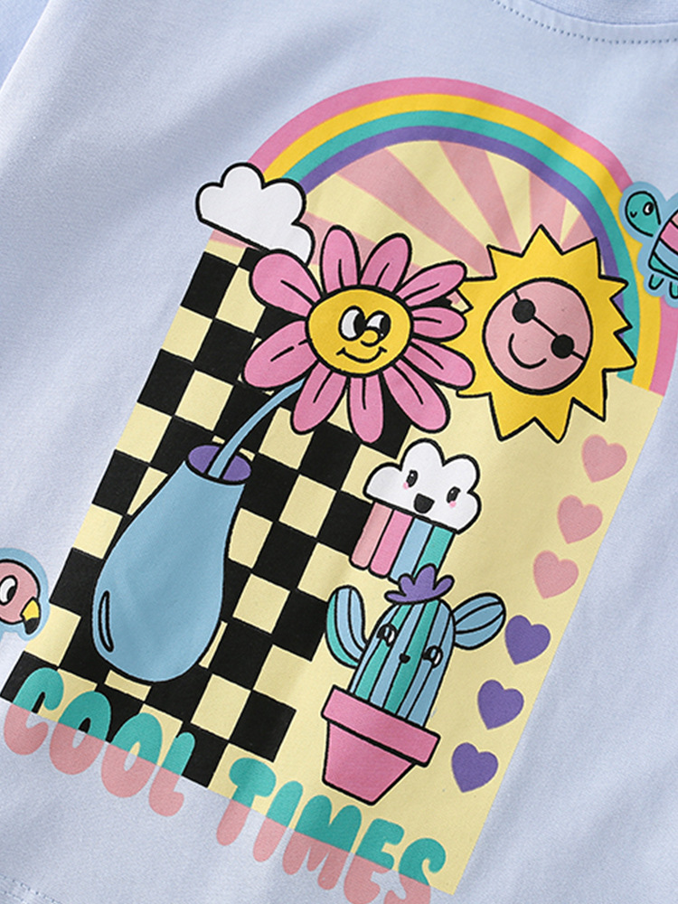 Malwee ropa de verano de manga corta para niñas nueva ropa para niños europea y americana cuello redondo estilo occidental camiseta para niños ropa para niños top