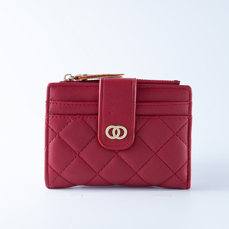 Versión coreana de la billetera de las señoras, bordado de fragancia pequeña, monedero de PU multifuncional, billetera transfronteriza de sentido avanzado para mujer