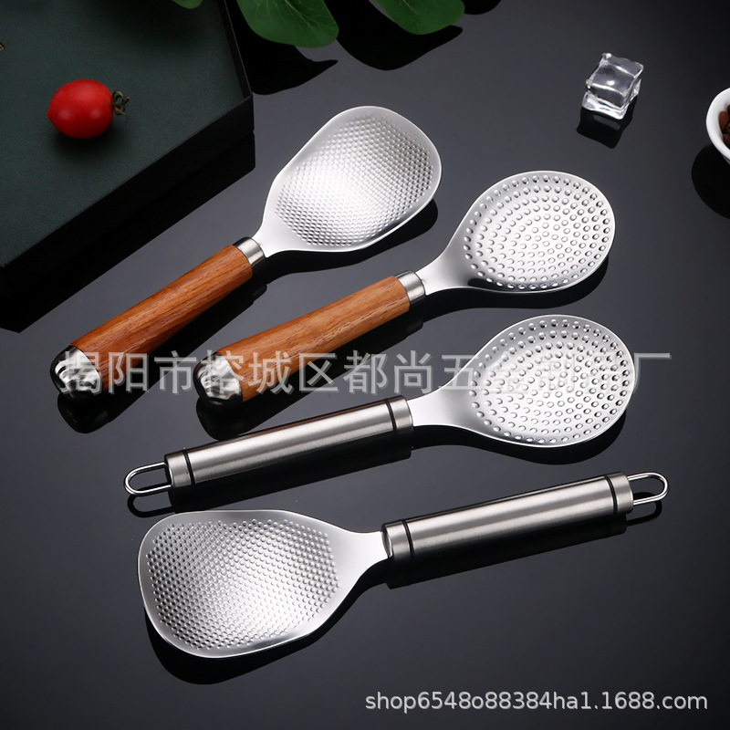 现货饭勺家用不粘米饭勺厨房用品可立304不锈钢饭勺电饭煲盛饭勺