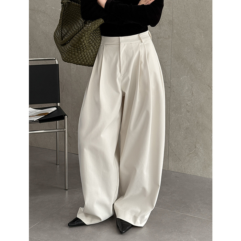 Orange Zhi Spring New Wide-Leg Pants for Women, High-Waisted, Drapey, Casual Straight-Leg Slimming Suit Pants 266471