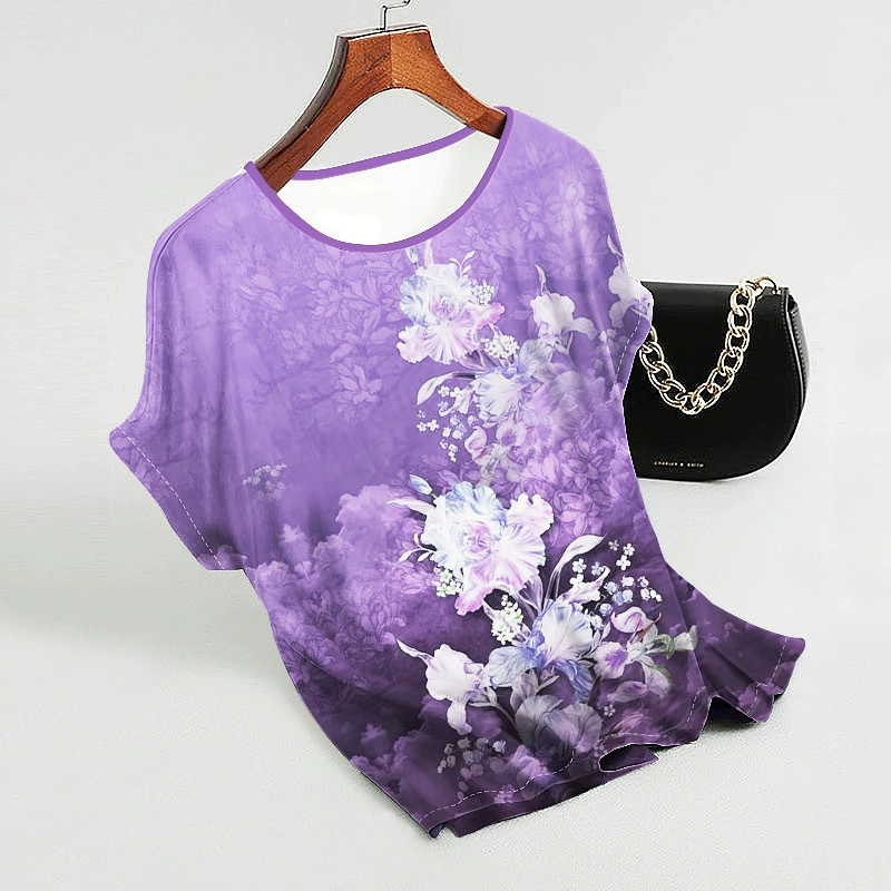 Женская летняя футболка из льняной ткани с принтом, свободного кроя, больших размеров, скрывающая живот, для внешней торговли, 2025 год.