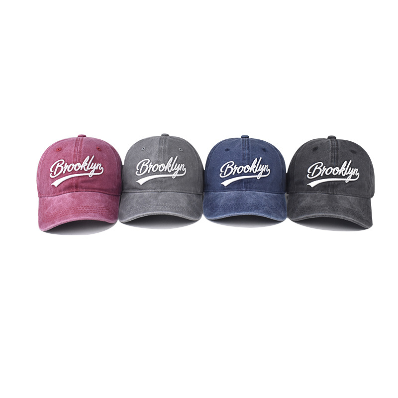 Nueva gorras de béisbol bordadas de Brooklyn lavadas transfronterizas, gorras de béisbol para deportes al aire libre, gorras de cuatro estaciones