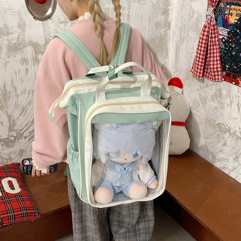40cm sentado mochila mochila de gran capacidad universidad transparente ocio de gran capacidad mochila de estudiantes bolsas de dolor lindas mujeres