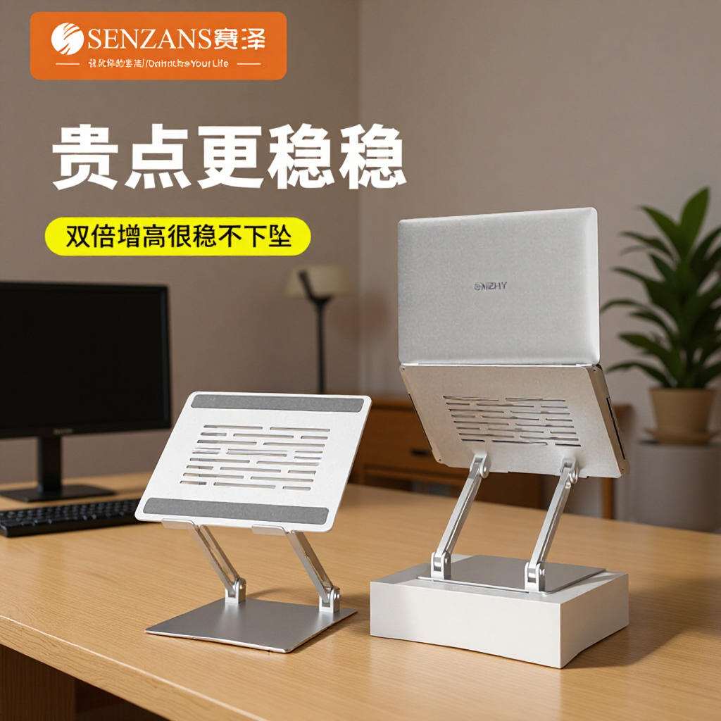 Aluminum alloy computer stand, stable, height-adjustable, heat-dissipating, foldable, office aluminum laptop stand, stable aluminum heat dissipation.