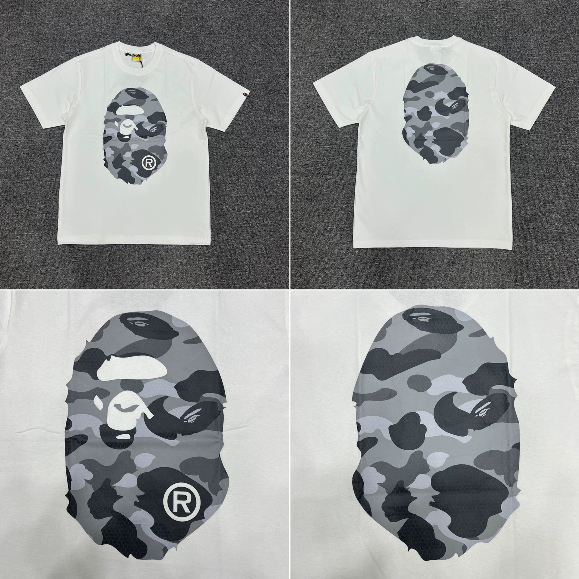 Стильный брендовый топ BAPE с половинными рукавами TEE для мужчин и женщин, камуфляж голова обезьяны, высокого уровня, свободный крой, короткий рукав