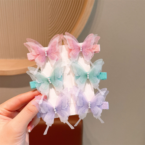 New Style Ethereal Butterfly Hair Clip for Children, Gradient Swallowtail Butterfly Hair Accessory, Double-Sided Hair Pin for Braided Hairstyles, Ancient Style Hanfu Hair Adornments