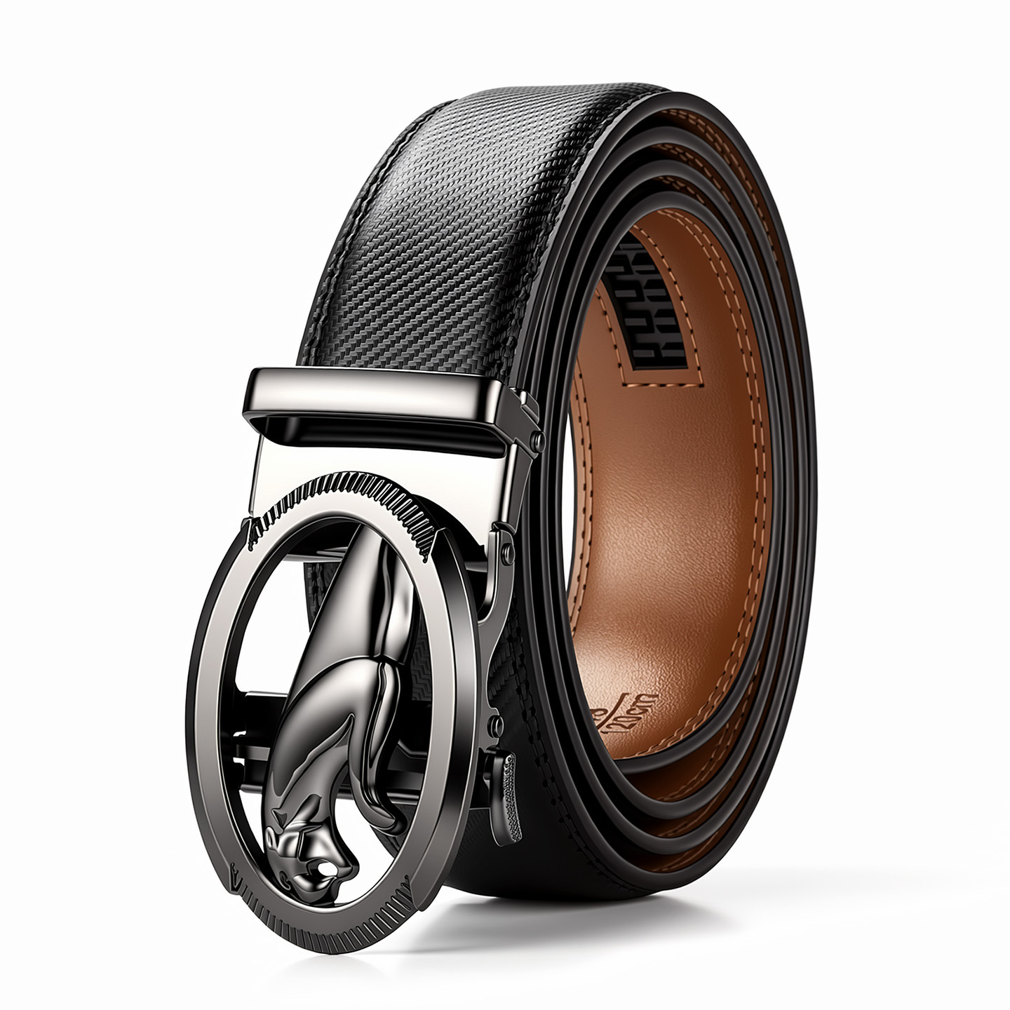 Amazon Cross-border Men's Leather Belt Genuine Leather Automatic Buckle Youth Business Factory Wholesale Belt