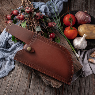 Kitchen knife leather cover sheath leather knife sheath round old man forging household artificial leather knife cover knife Library knife shell cross-border