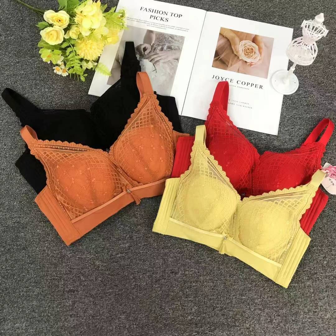 Nuevo sujetador de alta calidad de moda de encaje jacquard transpirable y cómodo ajuste lateral de pecho de botón múltiple ropa interior mujer