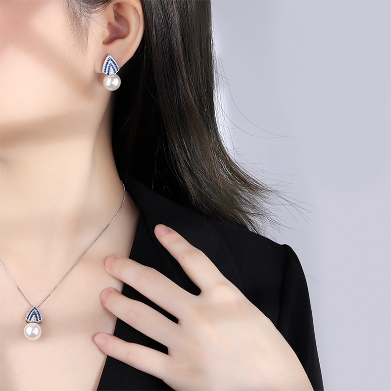 Lady Geometric Copper Gold Plated Rhinestones Pearl Jewelry Set 1 Piece