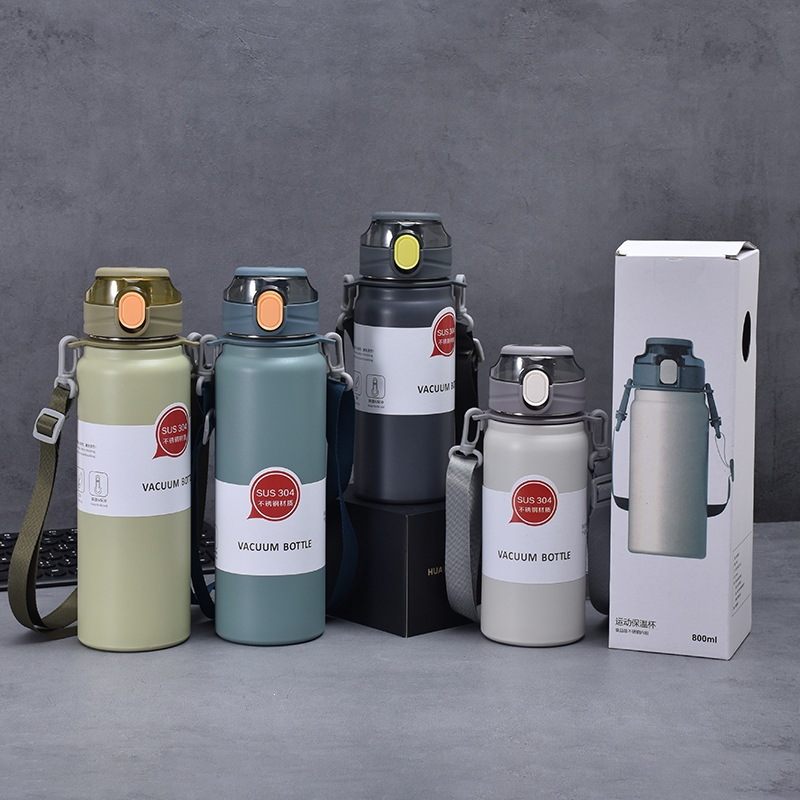 Fábrica de suministro directo 304 taza de acero inoxidable portable de gran capacidad taza de rebote doméstica con hervidor deportivo de paja