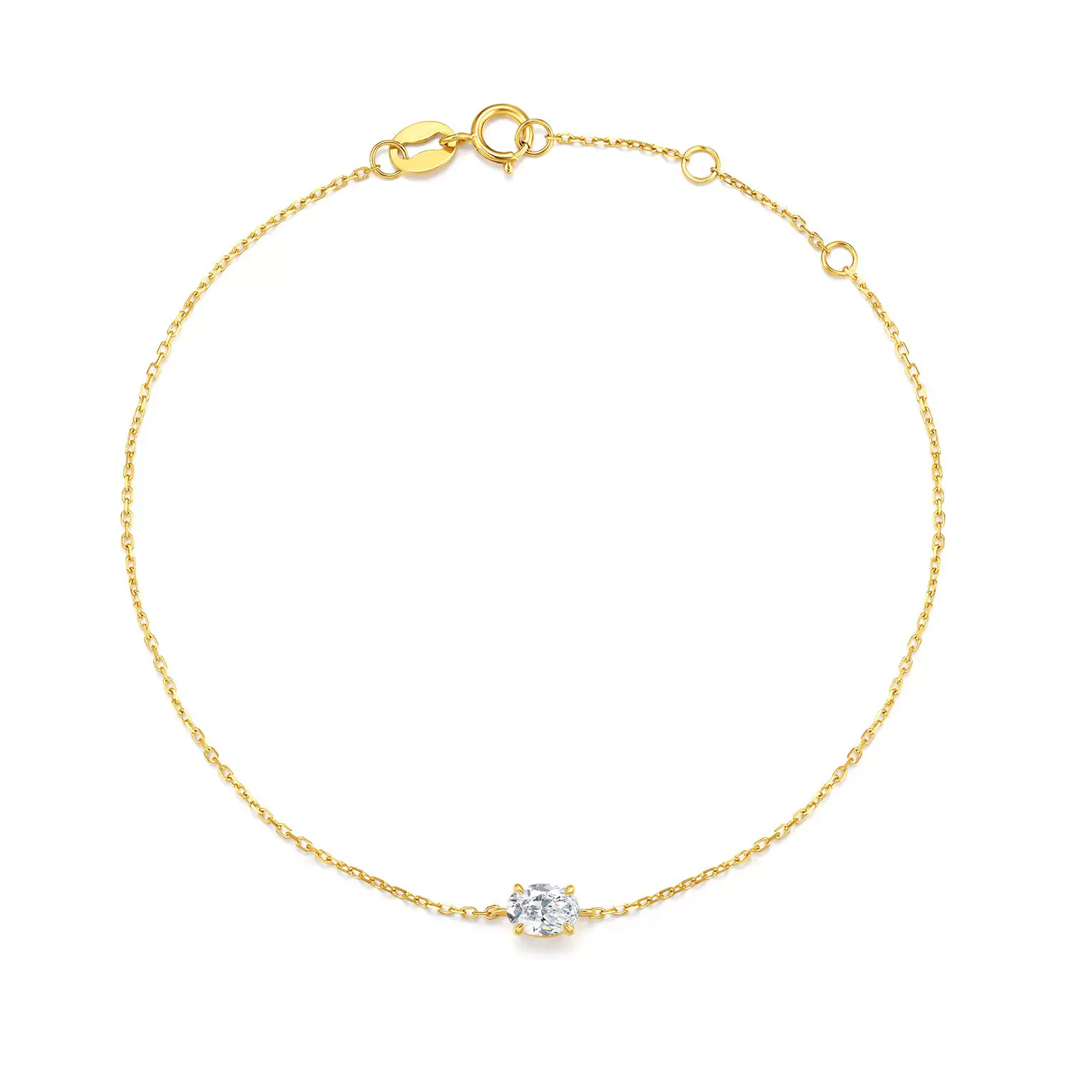 现货18k金镶培育钻石手链女0.3克拉椭圆形钻石金手链正品k金饰品