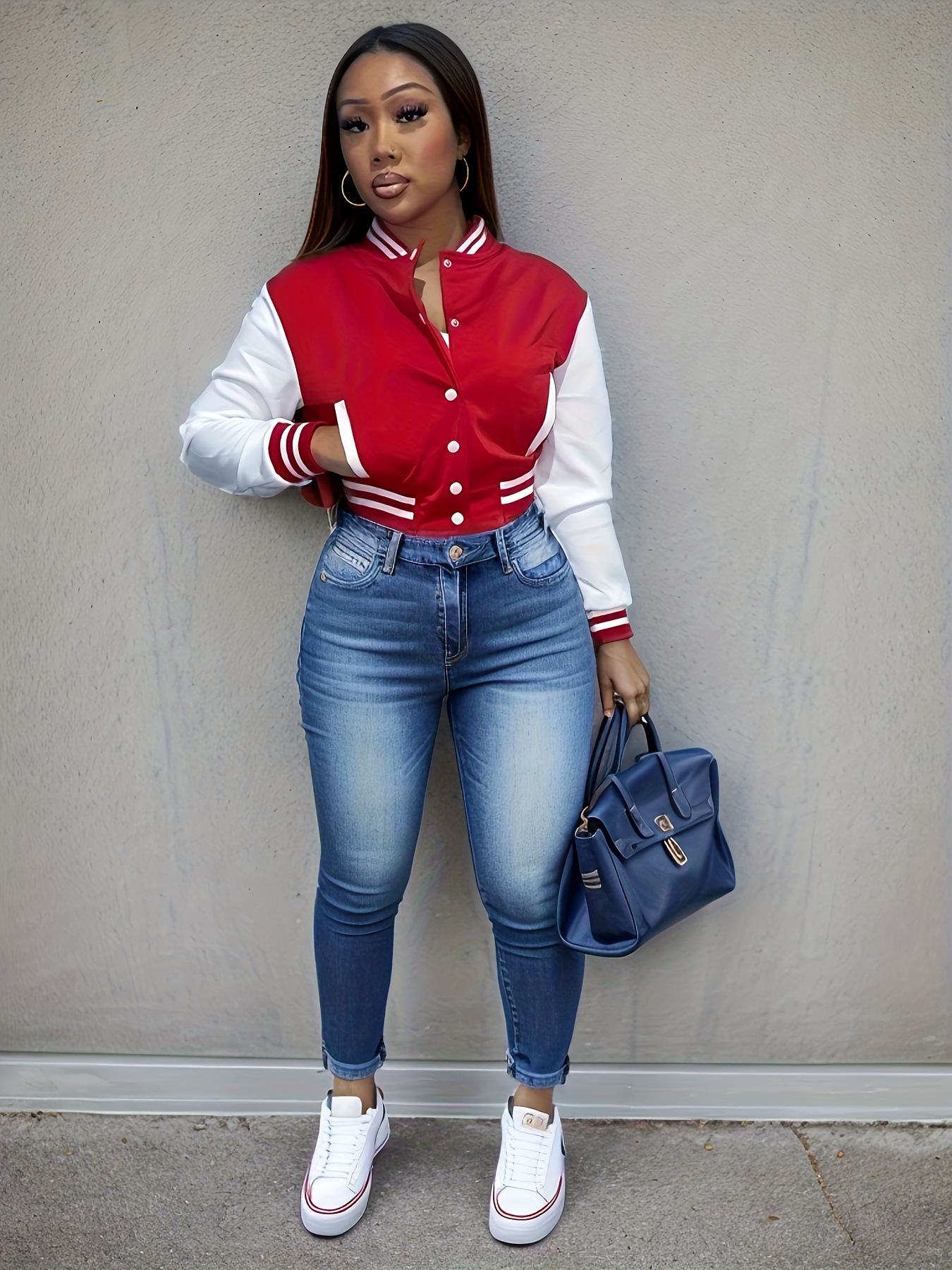 2024 primavera y otoño Europa y América ropa de mujer chaqueta de color mono hebilla chaqueta deportiva chaqueta de béisbol