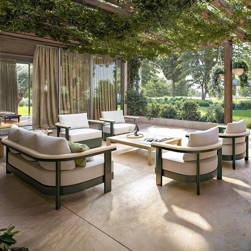 Sofá de aleación de aluminio al aire libre patio villa jardín departamento de ventas diseñador de hoteles al aire libre muebles de ocio image 4