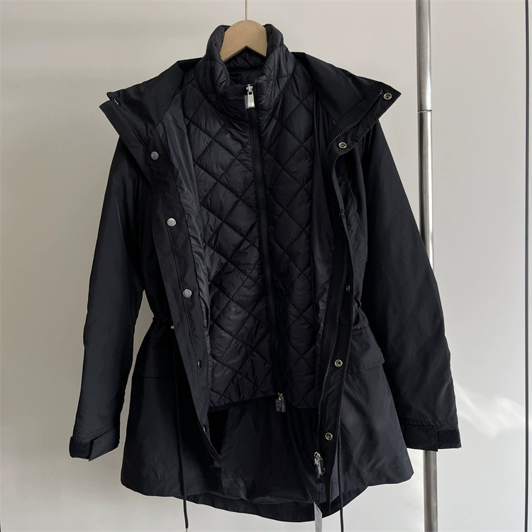Осенняя демисезонная подкладка с капюшоном, комплект, тренч, slim fit, шнурок