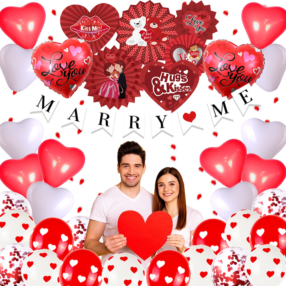 Día de San Valentín 18 pulgadas con un globo en forma de corazón, diseño de boda, partido transfronterizo, set de globo, suministros de boda