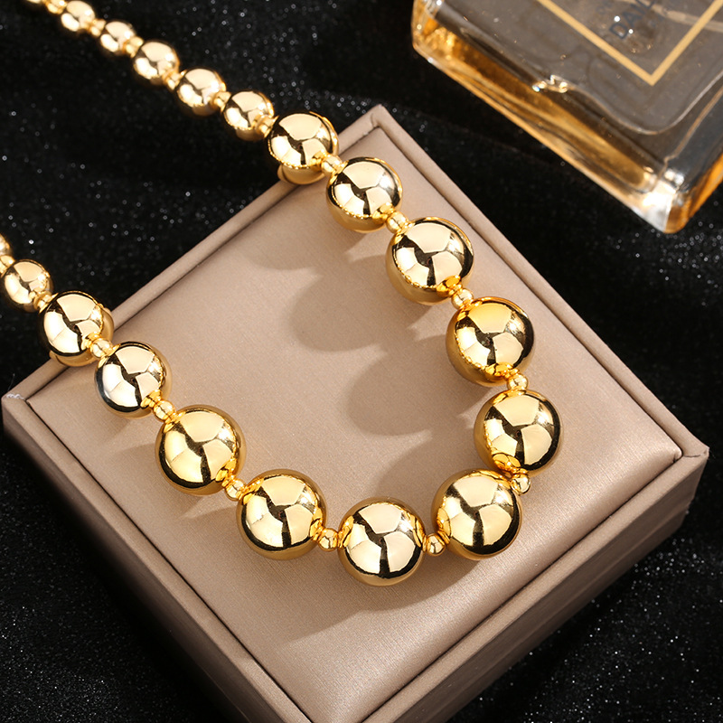 38g Weight Wholesale Vintage Style Round Solid Color Stainless Steel Plating Necklace