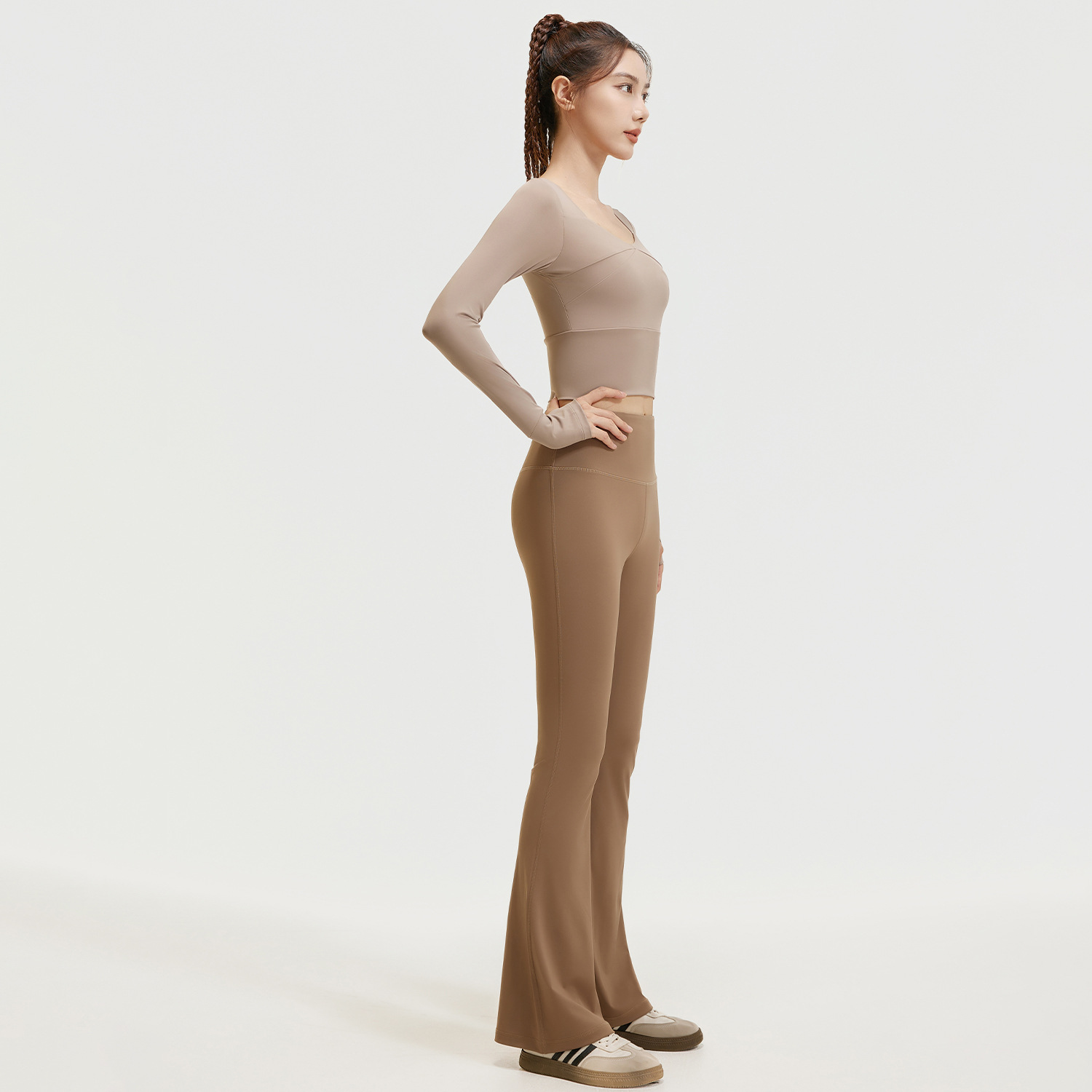 Juyitang traje desnudo sin costuras traje de yoga delgado traje de ropa deportiva de cintura alta