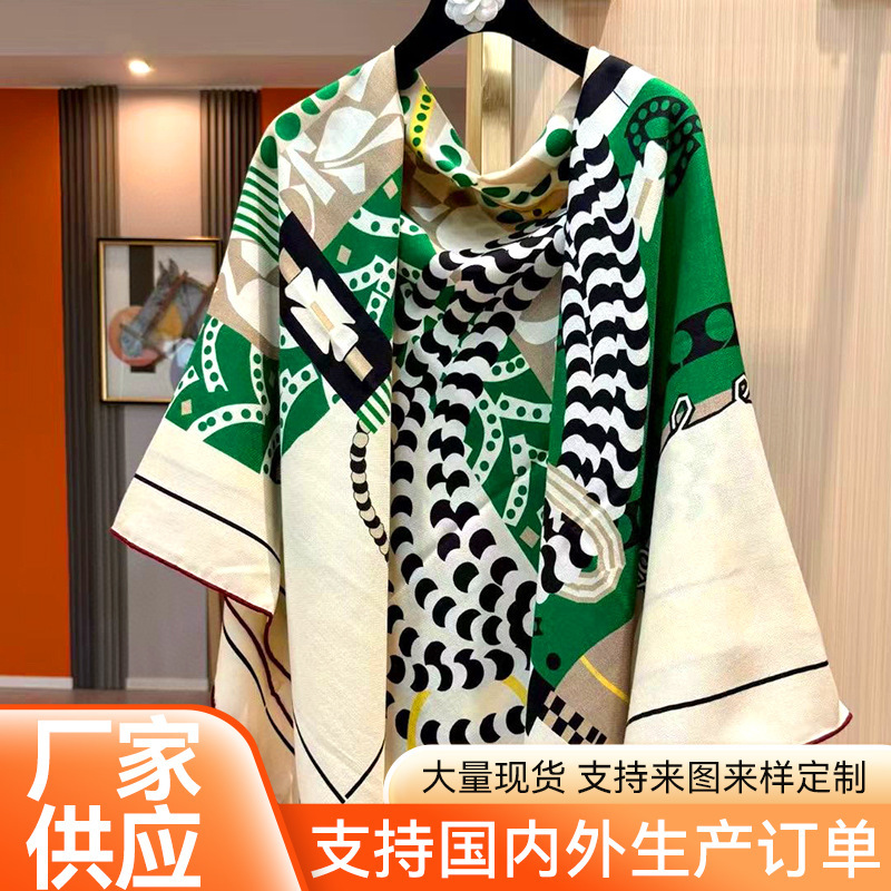 2025 New Style Accessible Luxury Versatile Silk Square Scarf Mulberry Silk Scarf Sun Protection Large Square Scarf Air-Conditioned Room Outer Shawl Scarf