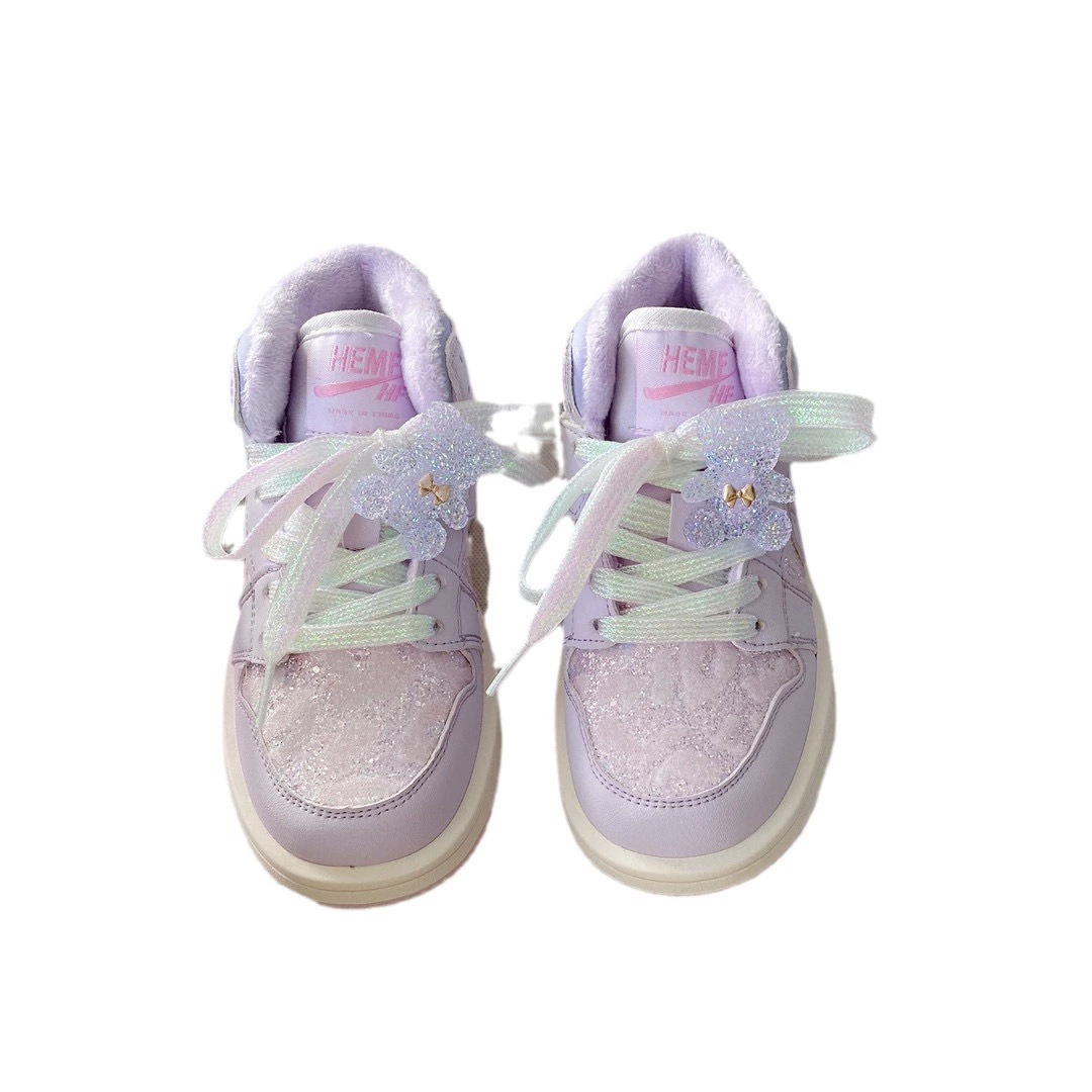 Air jordan, зимние флисовые блестящие кроссовки, кулон, детские спортивные туфли, 2023, с маленькими медведями