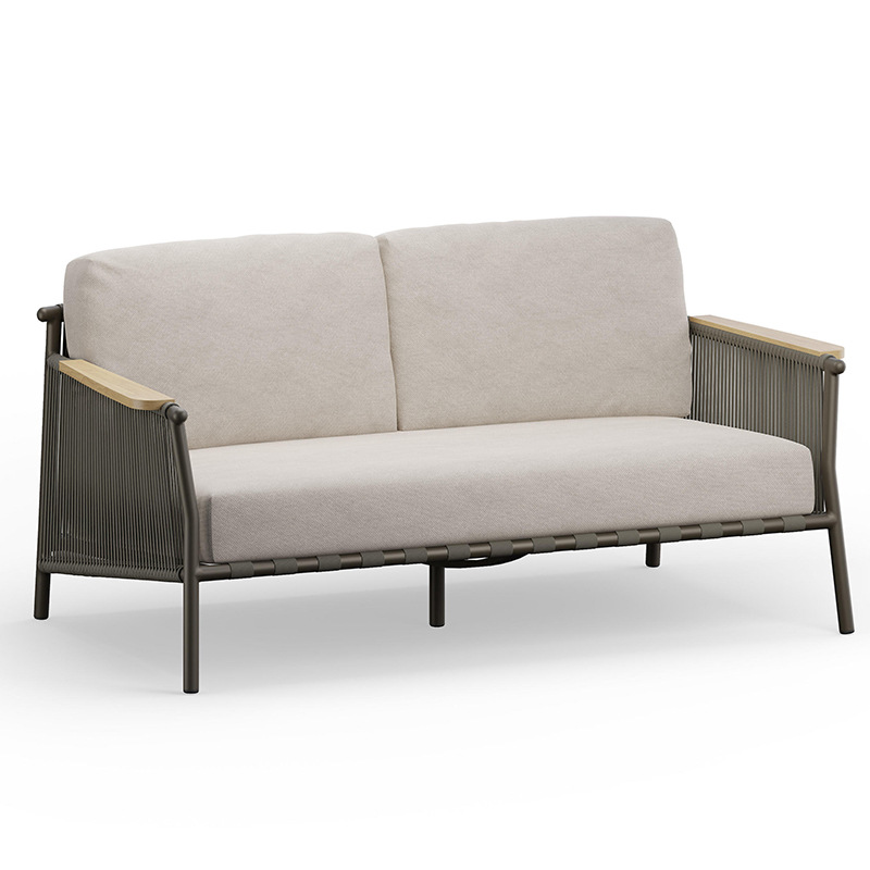 Sofá de exterior para patio, jardín, ocio, silla de ratán, muebles para villa, impermeable, con protección solar, juego de sofás de ratán y teca. image 6