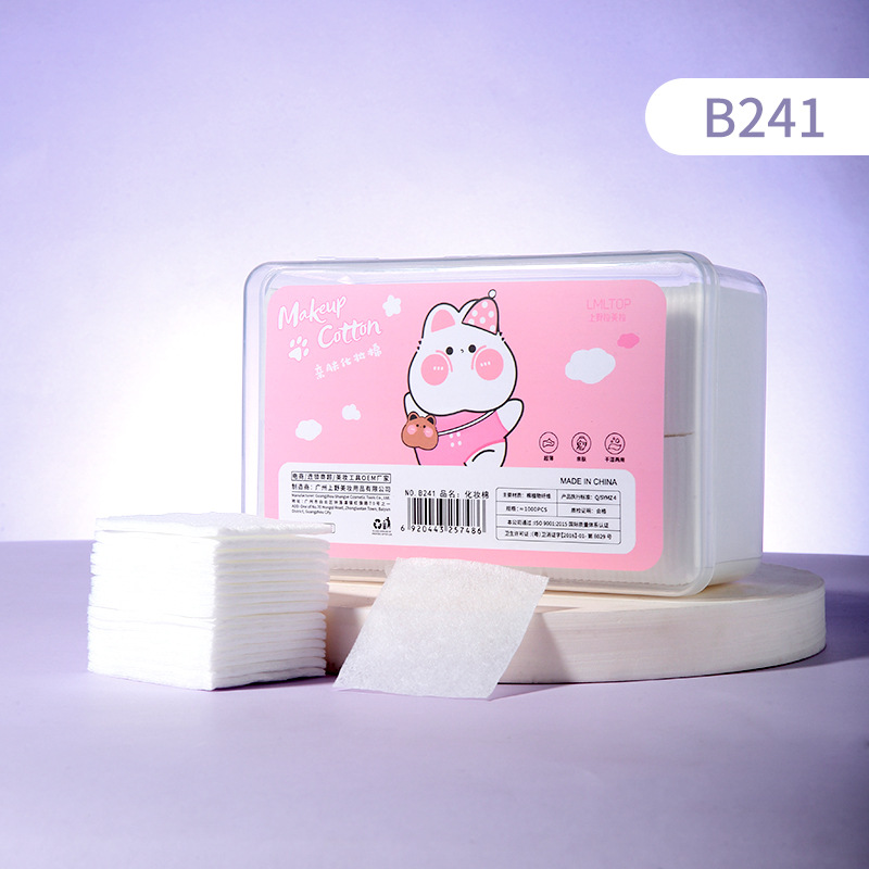 Ramila tela no tejida 1000 piezas de maquillaje en caja delgada algodón desechable removedor de maquillaje que ahorra agua pieza de algodón compresa húmeda B228