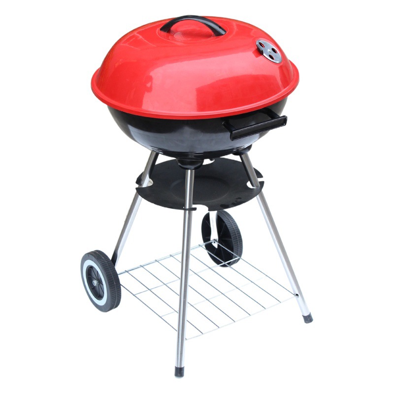 Fábrica de producción de 17 pulgadas de cuatro patas estufa de manzana Parrilla de barbacoa redonda con ruedas Parrilla de barbacoa simple conveniente fácil