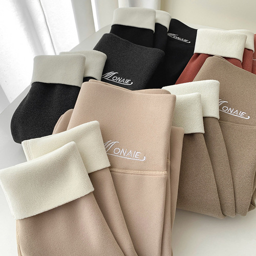 Women's Autumn/Winter Fleece Leggings with Added Warmth, Thick High-Waisted Insulated Leggings for a Sleek and Slim Fit, Invisible, Self-Heating Innerwear Lining
