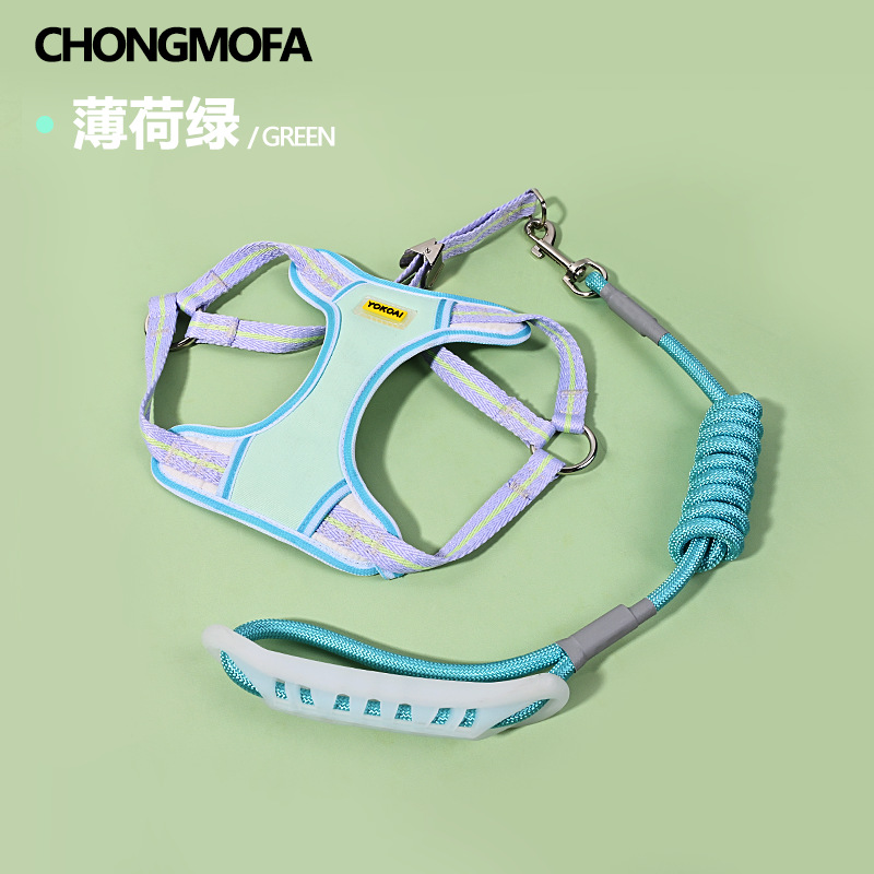 Color block striped harness - green / S size small - recommended for wearing 1.5-3kg