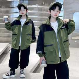 童装男童外套2026春季新款帅气12岁中大童中长款风衣男孩春装潮