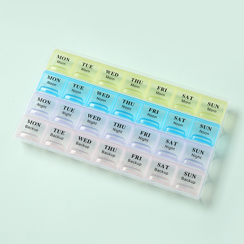 3列21コンパートメントフリップタイプカラフルな21コンパートメントピルボックスポータブルプラスチックピルボックス|undefined