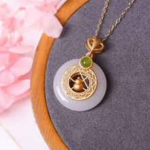 民族风新款天然玉髓项链女葫芦吊坠女S925纯银妇女母亲节礼品饰品