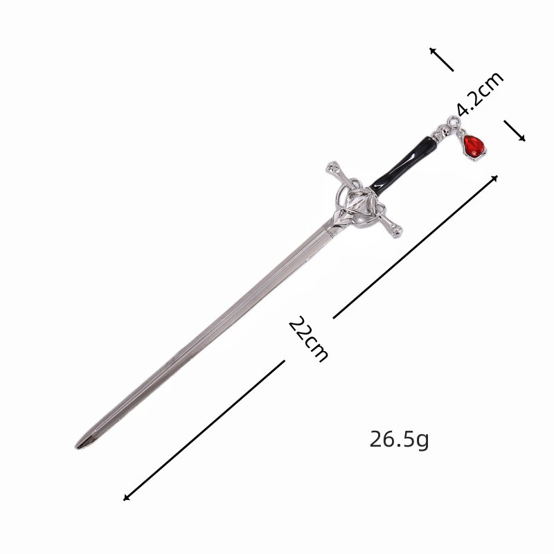 Nuevo estilo Chino antiguo colgante de aleación espada horquilla estilo Chino de una sola palabra horquilla estilo creativo hanfu rizador de pelo