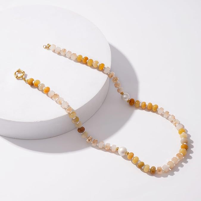15g Weight Lobster Trigger Clasp Closure Clasp Closure Type Necklace Classification Beaded Chain Chain Type 1 Piece Quantity Daily, Street Occasion natural stone Material Geometric Pattern Women's Gender Simple Style Style Simple Style Geometric Natural Stone Beaded Chain Necklace 33