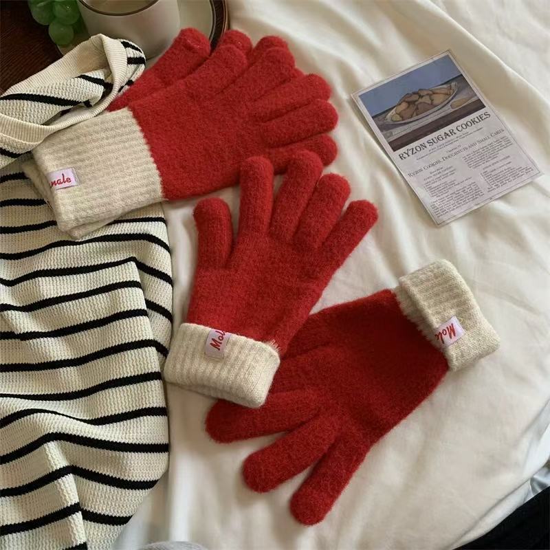 Big red [original macaron color knitted gloves]