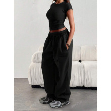 P 34105 Solid waist slim straight pants ��ɫ��������ֱͲ��