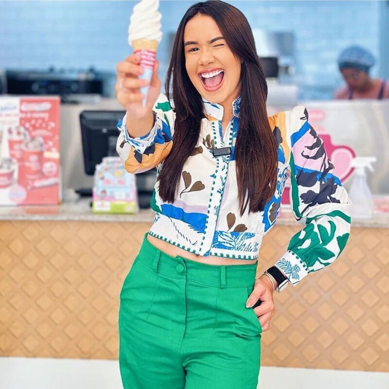Shirt Women's High-end Summer Sunscreen Fresh Ultra-thin Short Sweet and Cute Style Printed Fashionable Slim-fit Long-sleeved T-shirt