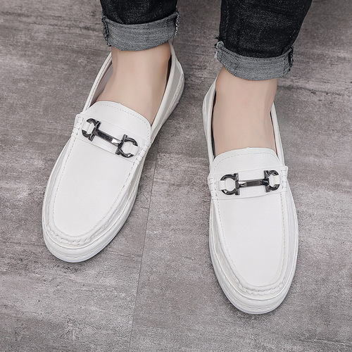 Men's Slip-on Casual Leather Shoes, British Style Fashion Trend, Thick Heel Height, Soft Sole, 