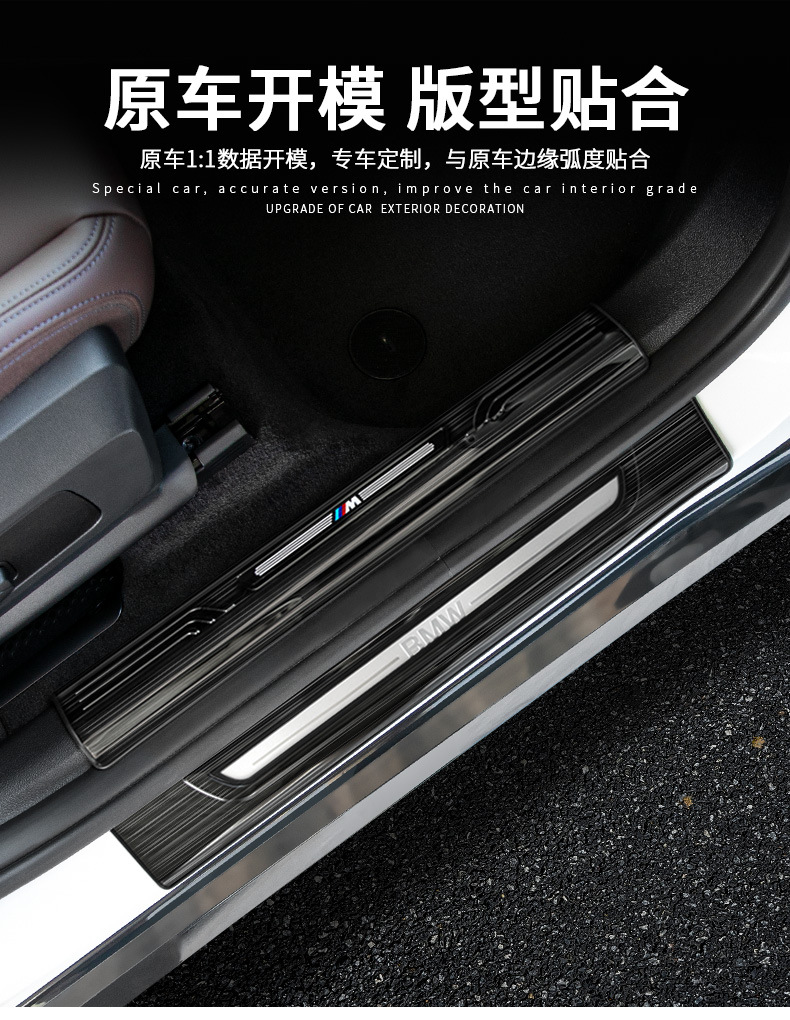 Suitable for 16-25 Models of Bmw New X1 Door Sill Strips, Welcome Pedal Protection, Door Sill Anti-Kick Interior Modification Rear Guard Plate