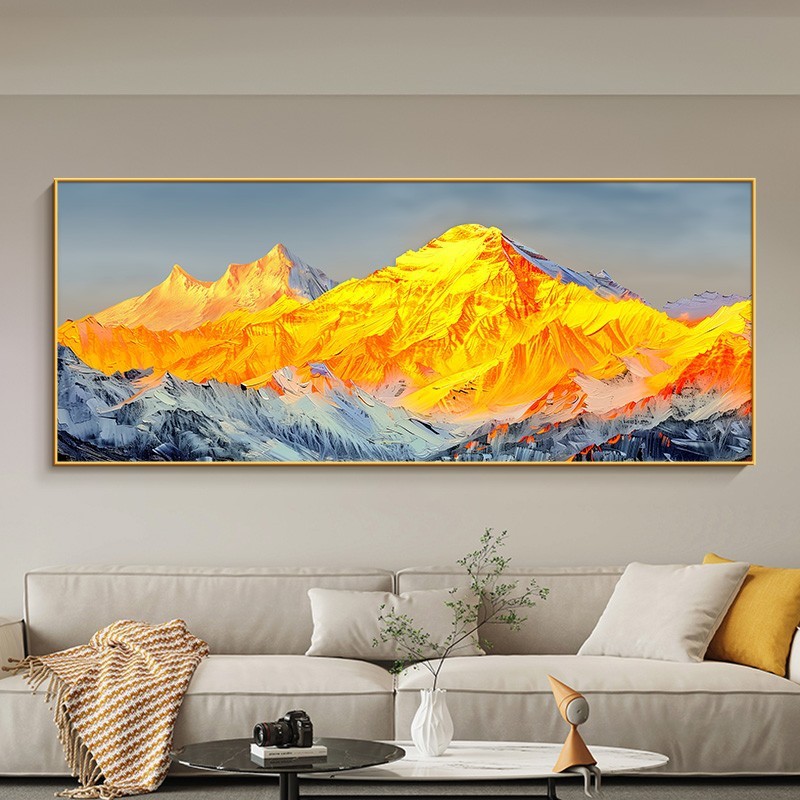 背靠金山客厅装饰画有山无水办公室沙发背景墙挂画轻奢高级感壁画|undefined