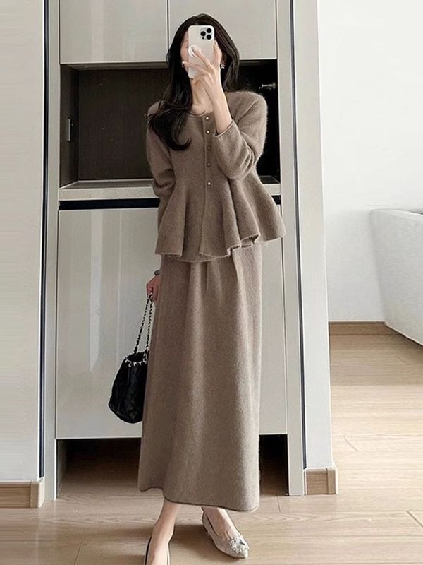 时尚深冬装搭配一整套毛衣针织裙两件套女2025年新款感小个子套装|undefined