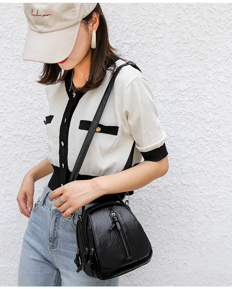 New bag for women's crossbody bag, fashionable and trendy mobile phone bag, soft leather feel, multiple compartments, single shoulder bag, zero wallet_voghion.com