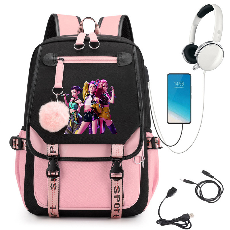Mochila escolar con estampado de estilo coreano de dibujos animados de anime para estudiantes de secundaria, mochila de viaje al aire libre, venta caliente transfronteriza 0712