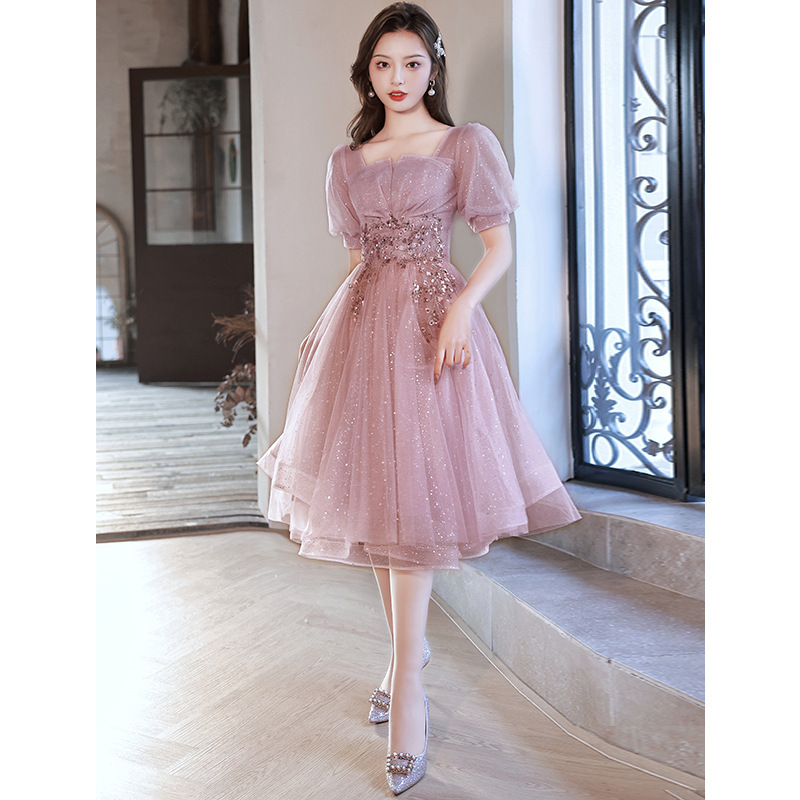 2025 nuevo anfitrión de primavera vestido de princesa de alta calidad vestido de exámenes de arte de hermanas de graduación