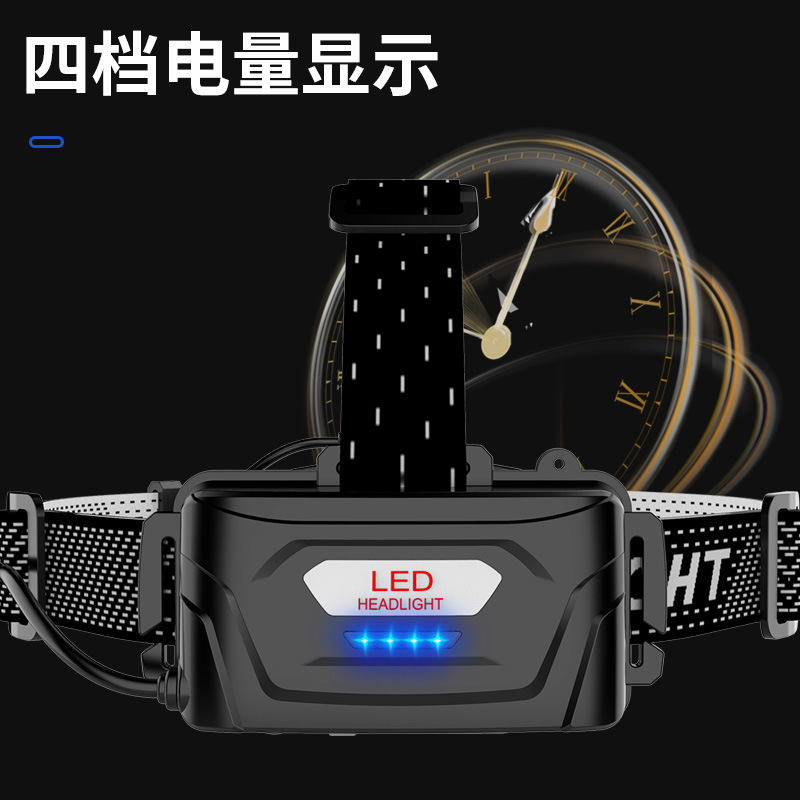 Faros de cuatro fuentes de luz Viajes al aire libre Pesca nocturna Faros de luz fuerte Luz fuerte Batería recargable de larga distancia Faros de aleación de aluminio al por mayor